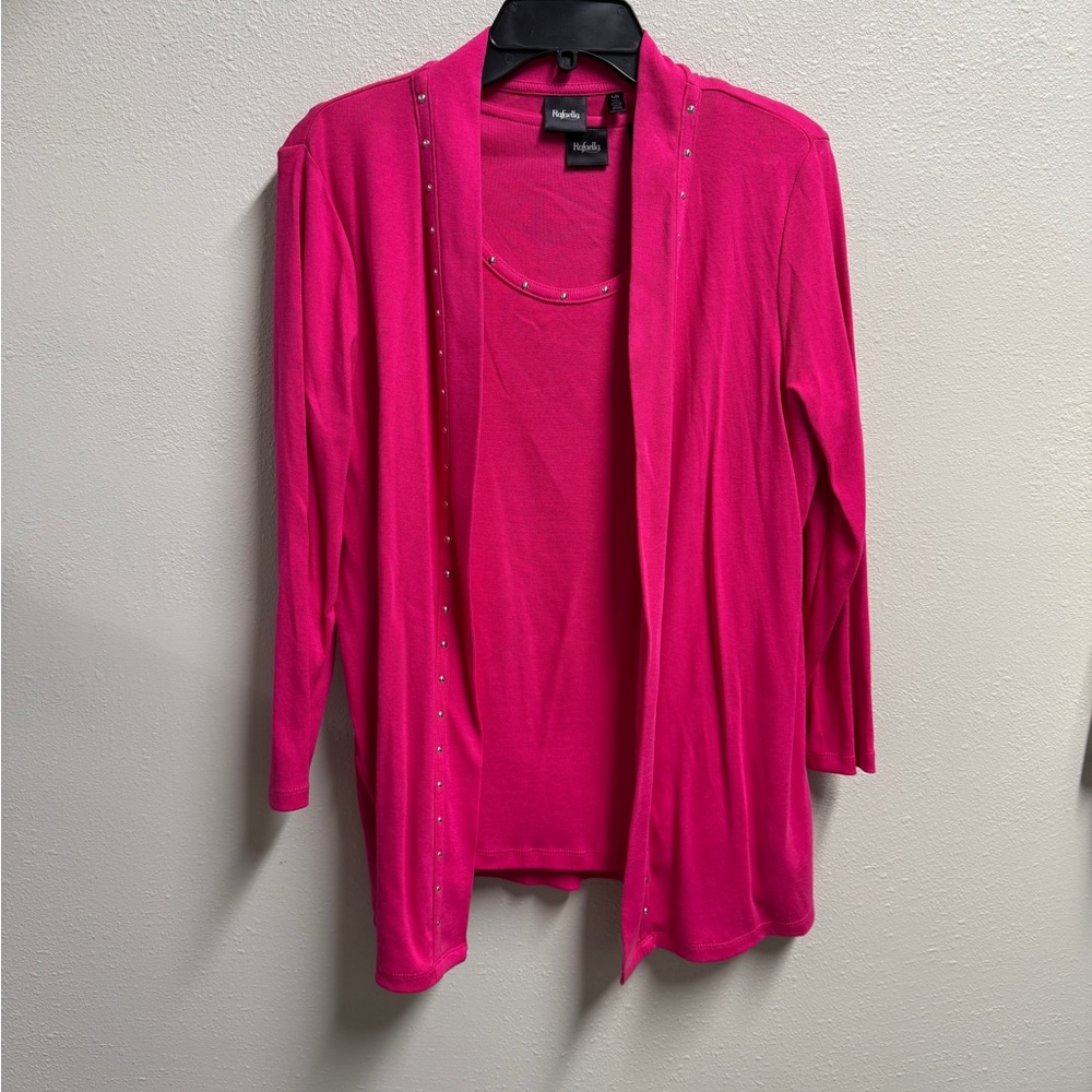 Rafaella Vibrant Pink Cardigan and Tank Set Large